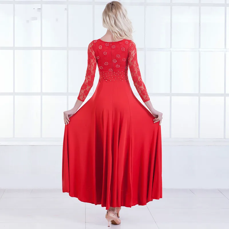 Modern Dance Dress Long Sleeve Ballroom Dance Costume National Standard Dance Dress Waltz Dress Performance Clothing