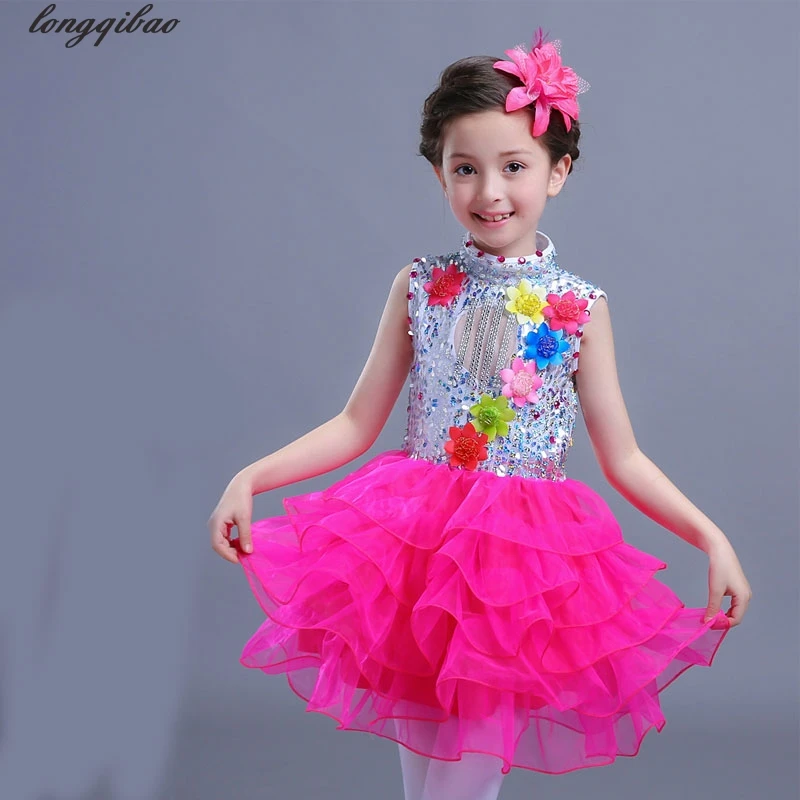 Summer children dress princess dress girls sequined students choral service performance clothing TB7408