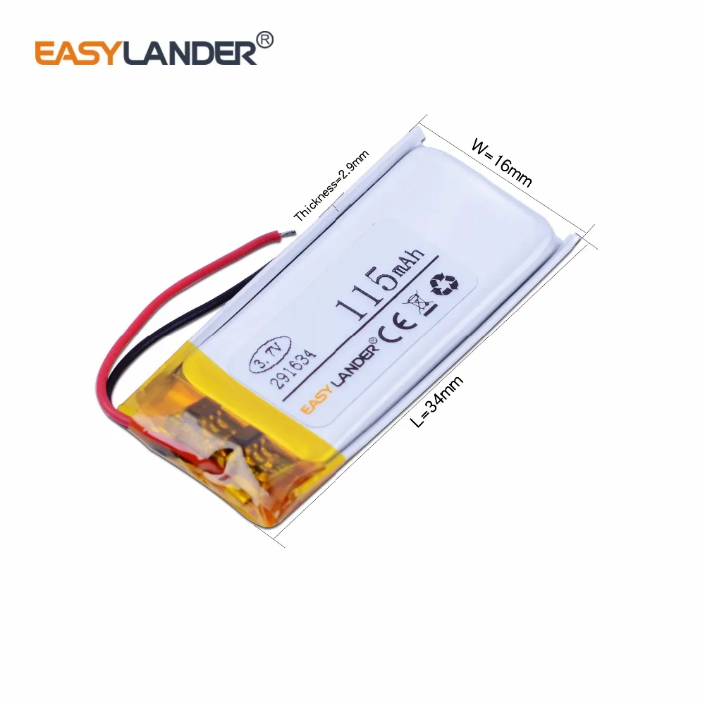 

Easylander 10 шт./лот 3,7 V 115mAh перезаряжаемый литий-полимерный аккумулятор для bluetooth гарнитуры mp3 диктофон 291634