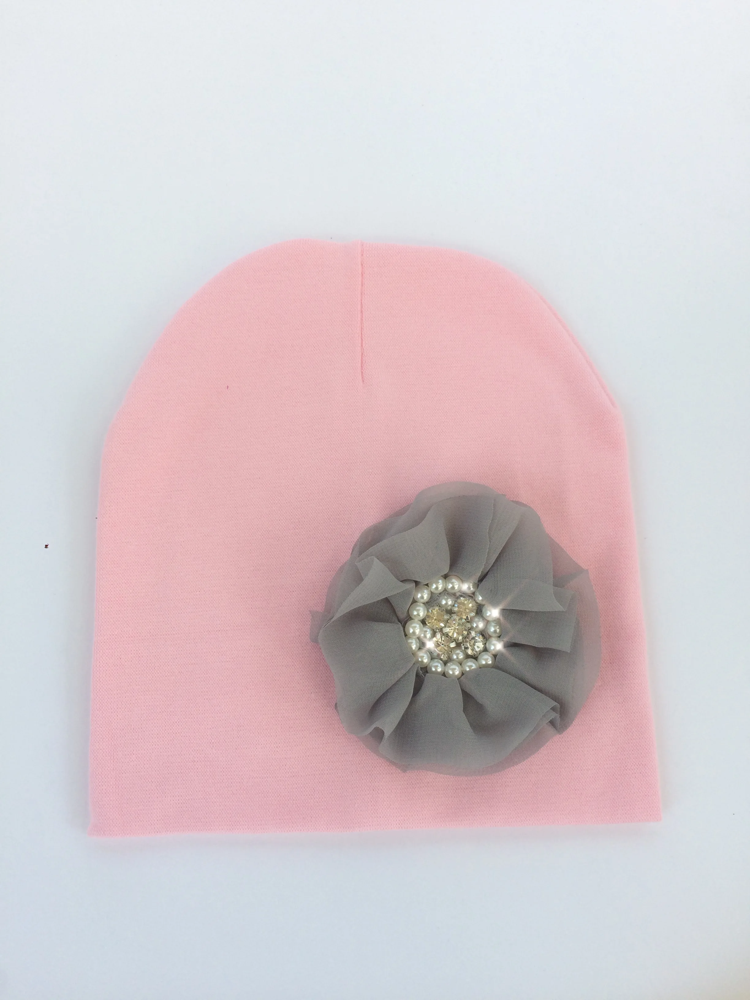 1 Piece New Fashion Flower diamond pearl Baby Girls Hat Newborn Elastic Baby Turban Hats for Girls Cotton Infant Beanie Cap