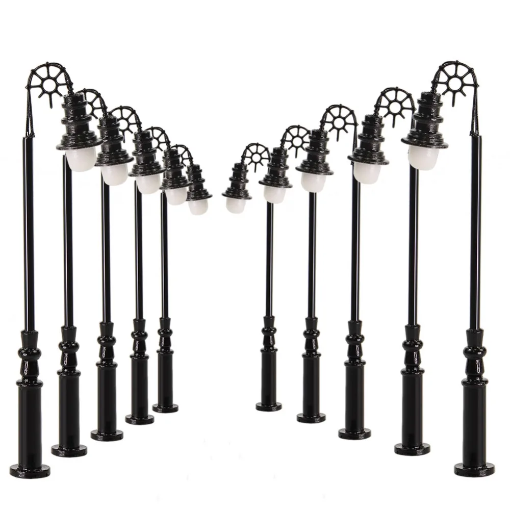 

Evemodel 10pcs N Scale 1:160 Lamp Post Single Head 50mm Street Lights Model Railway Train LEDs Miniature Warm White LQS69N