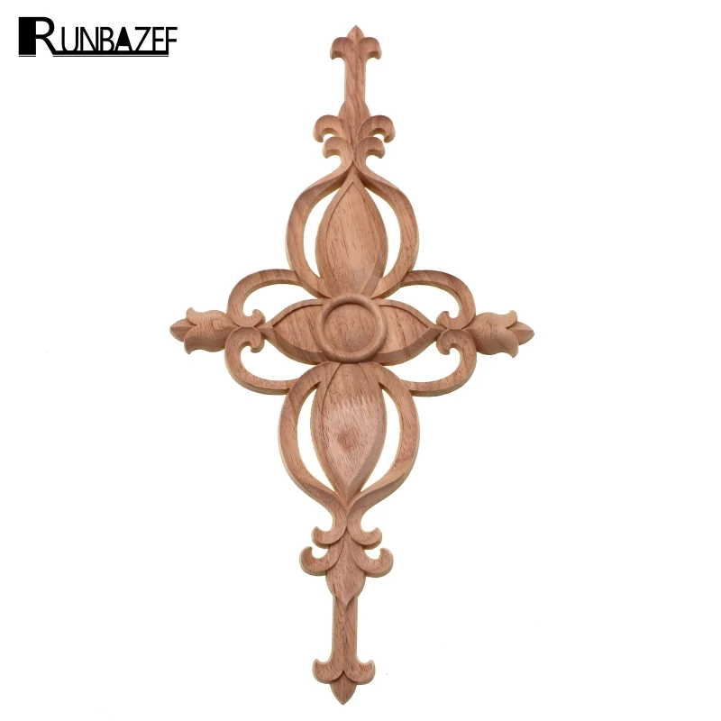 RUNBAZEF Vintage Floral Carved Corner Wall Cabinet Furniture Decorative Wood Appliques Home Decor Decoration Accessories Craft