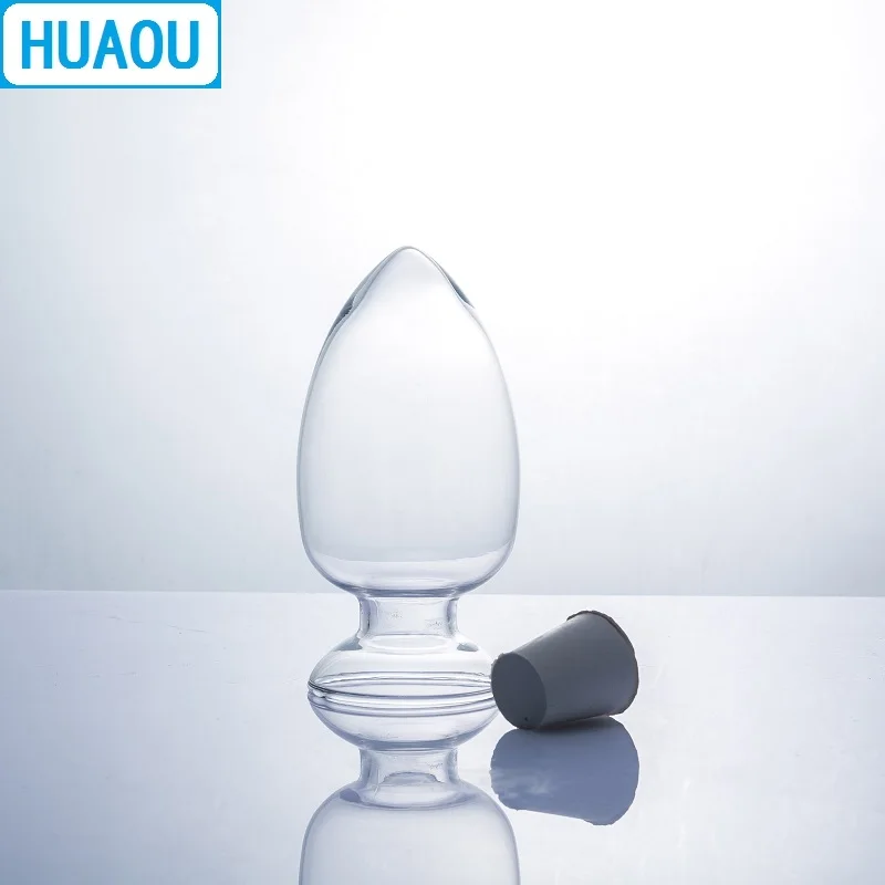 HUAOU 125mL Glass Cone Bottle Seed Specimen Display Conical Heart Form with Rubber Stopper Laboratory Chemistry Equipment