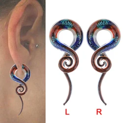 Pair Glass Ear Spiral Taper Ear Weight Hanger Glass Twist Earring Gauges Stretching Expander Piercing Body Jewelry 5mm-12mm