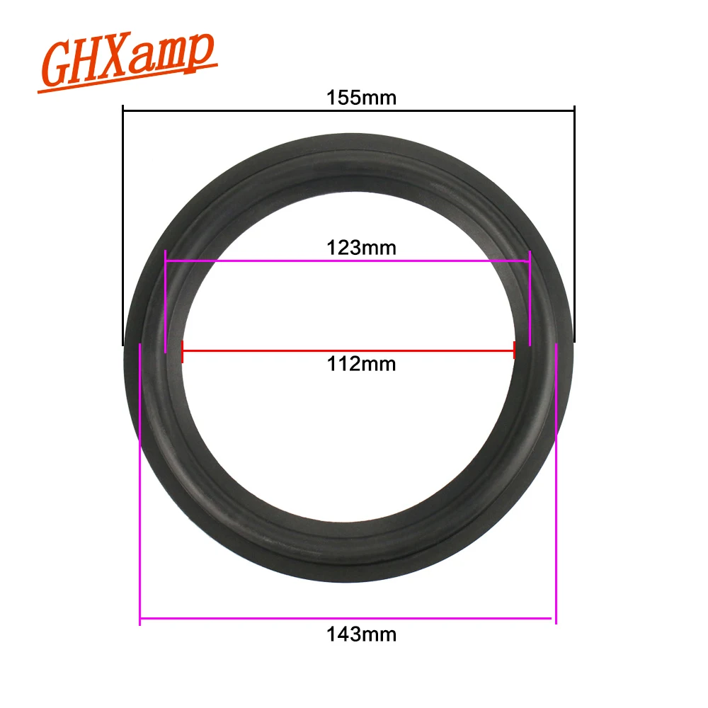 GHXAMP 6.5 Inch Size 155MM 143MM 123MM 112MM LoudSpeaker Rubber Surround Repair Conventional 2pcs