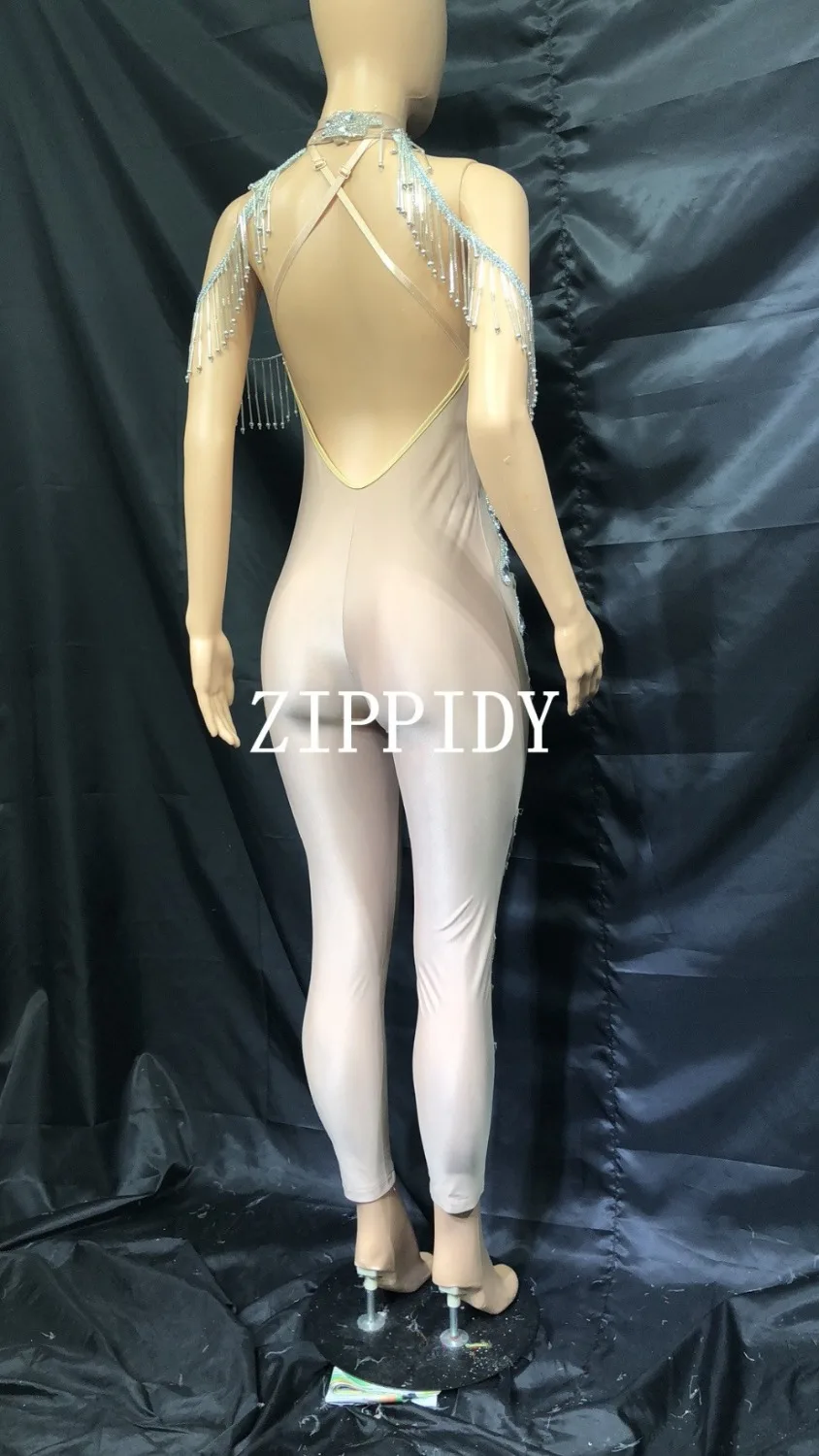 Bodysuit sexy cristal grande, traje feminino de esticar, pedra de vidro, para festa, boate