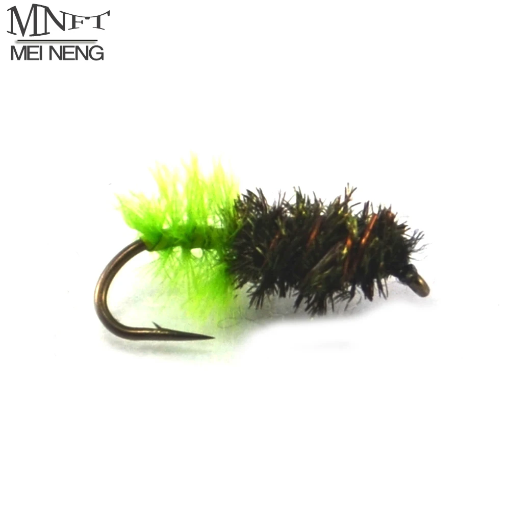 MNFT 10PCS #12  Green Caterpillar Midge Nymphs Flies Trout Fishing Lures