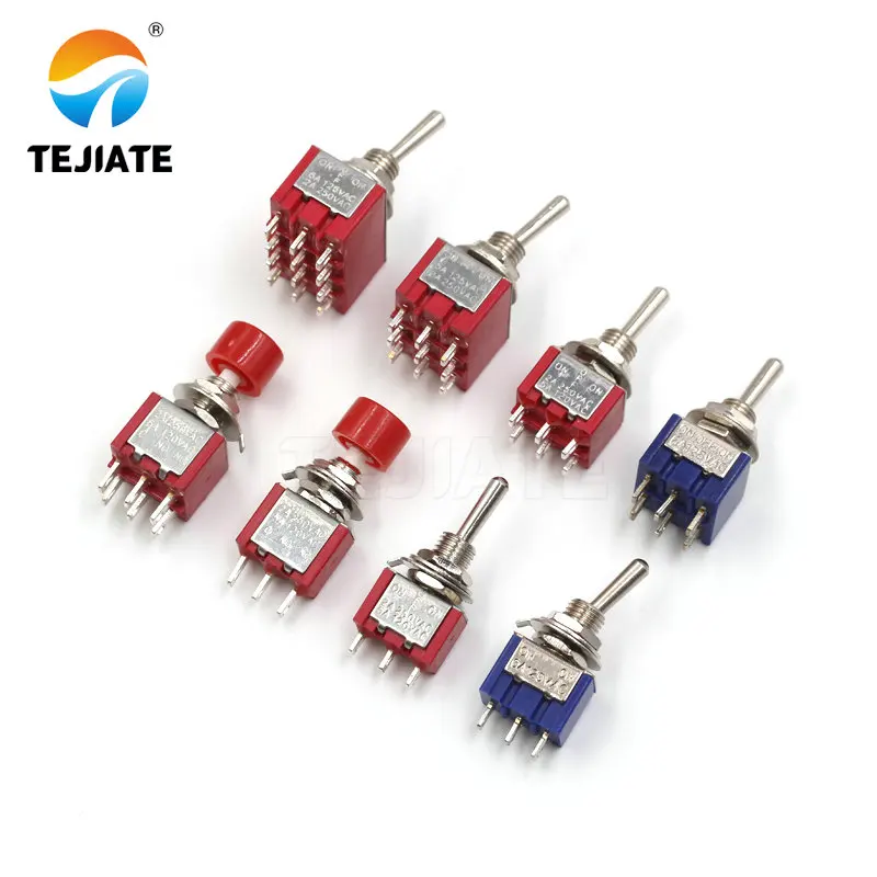 1Pcs MTS-102 MTS 103  MTS 202 Toggle Switch Push Button Switch ON/ON ON-OFF-ON RED 6pins 3PINS 9PINS MTS-403