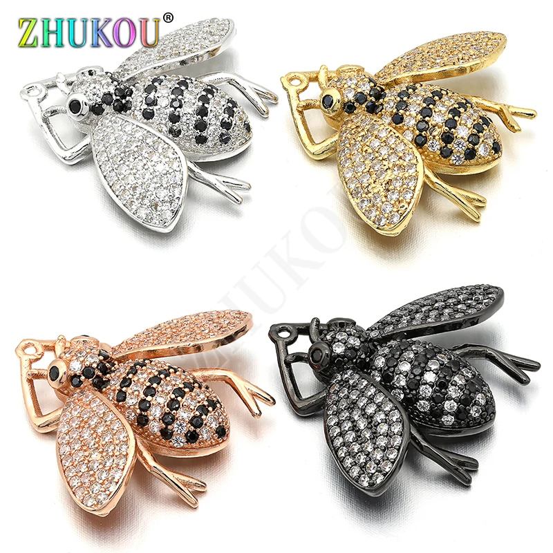 29*25mm Brass Micro Pave Cubic Zirconia  Beetles Charms Pendants DIY Jewelry Findings Accessories, Hole: 0.5mm, Model: VD289