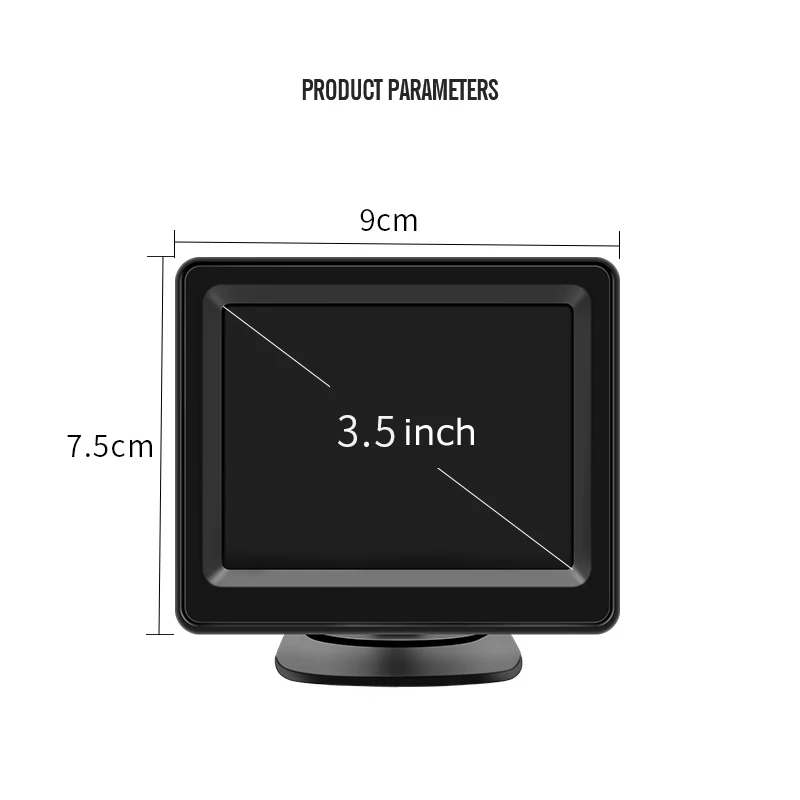 ANSHILONG 12-24V 3.5 inch TFT LCD Mini Car Vehicle Dashboard Monitor 4:3 Screen 2Ch Video input 2 Brackets