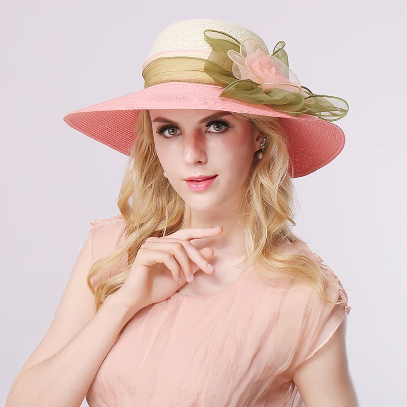 2018 Fashion Lady Straw Sun Hat Women Ladies Summer Beach Panama Wide Brim Sun Cap Foldable Female Outside Hat  B-3146