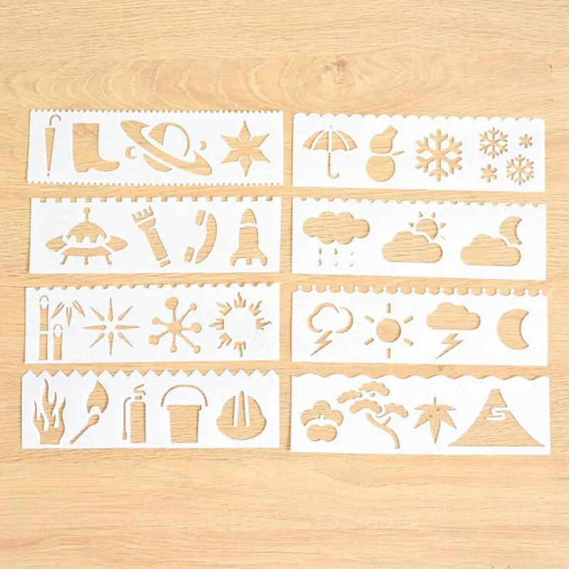 

8pc Openwork The Weather Stencil Painting Template Embossing Template Stencils For Scrapbooking Decor Reusable