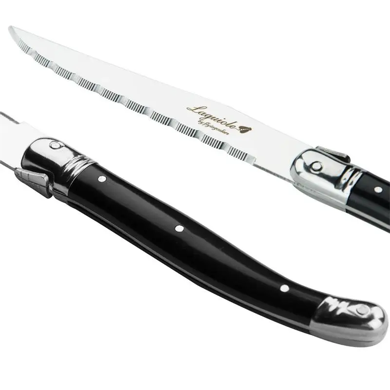 Laguiole Stainless Steel Steak Knives Dinner Knife Black Cutlery Table Knife Dinnerware sets Restaurant Home Bar Flatwatware 9'' view 4