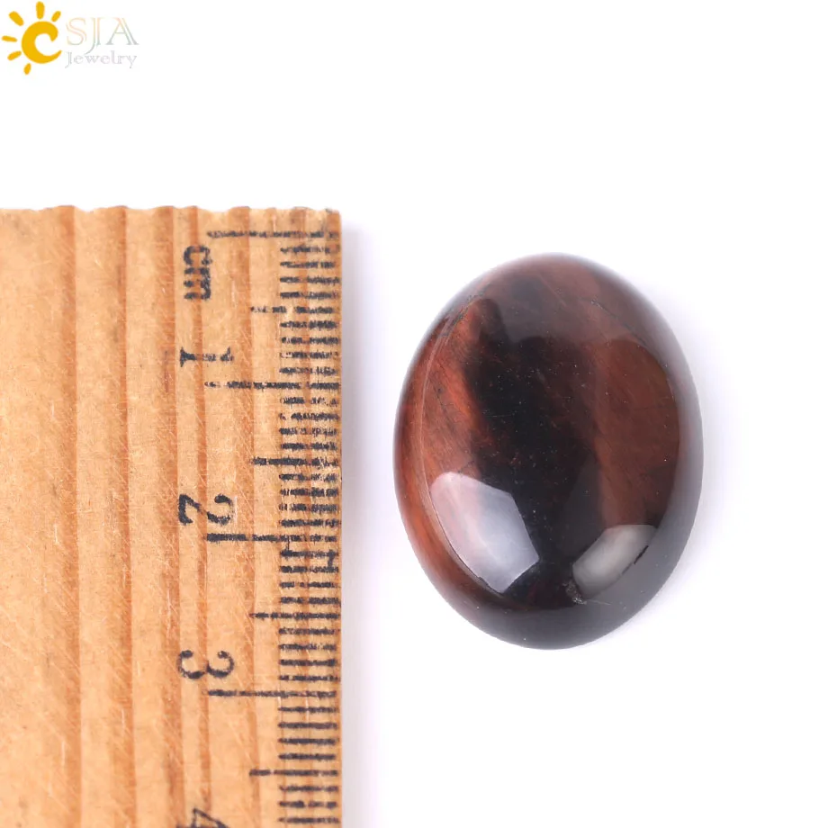 CSJA Red Tiger Eye Natural Stone Cabochon Beads for DIY Jewelry Fashion Ring Accessories Dome Bead Handcrafted Material 1Pc F514