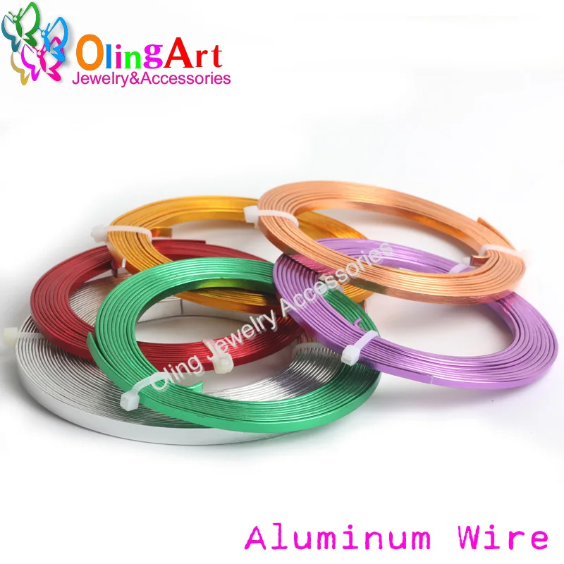 OLINGART New 10m/Lot  5X1mm Flat Aluminum Wire Crafts Materials Diy Women Earrings Bracelet Choker Necklace Jewelry Making