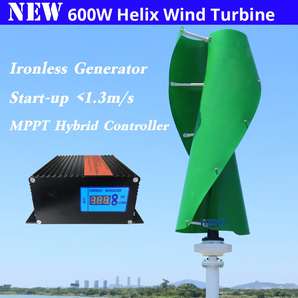 

FLTXNY Maglev wind generator 600w 12v 24v Helix Wind Turbine With Hybrid MPPT Controller For Streetlight/Home/Boat