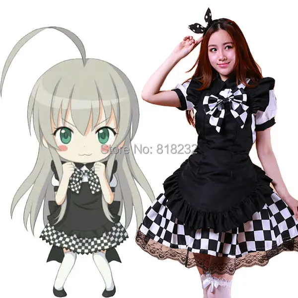 Nyarko-san: Another Crawling Chaos Haiyoru Nyaruko-san Yasaka Nyaruko Lolita Apron Maid Dress Uniform Anime Cosplay Costumes