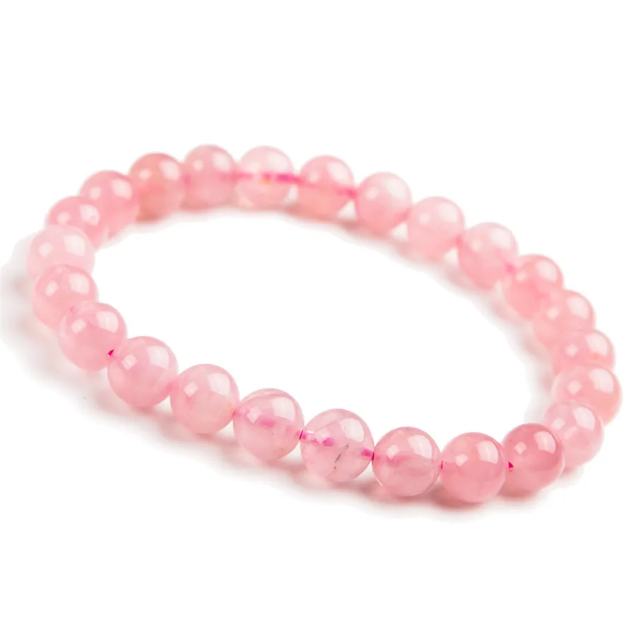 8mm Natural Pink Rose Quartz Bracelet Jewelry For Woman Men Healing Love Gift Crystal Round Beads Beauty Gemstone Strands AAAAA