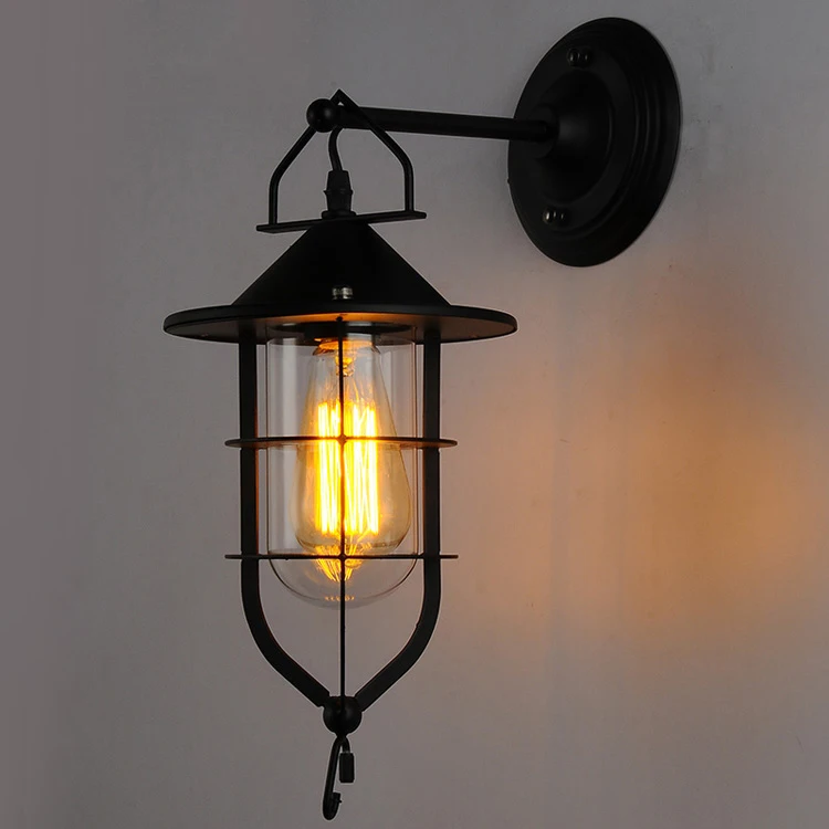 

American Industrial Country Retro Wall Lamp Dock Iron Bar Coffee Wall Light Outdoor Indoor Wall Sconce metal indoor lighting