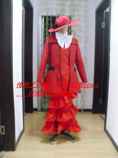 Fashion Anime Black Butler Cosplay Costumes Madam Red Party Dress [ Custom Made ] with hat for party dress 11