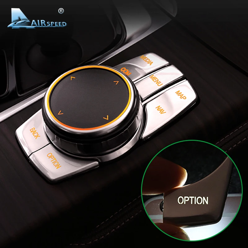 AIRSPEED for BMW 5 Series G30 528i 530i 540i Accessories Car Multimedia Buttons Cover Decal ABS Interior Decoration Car Styling