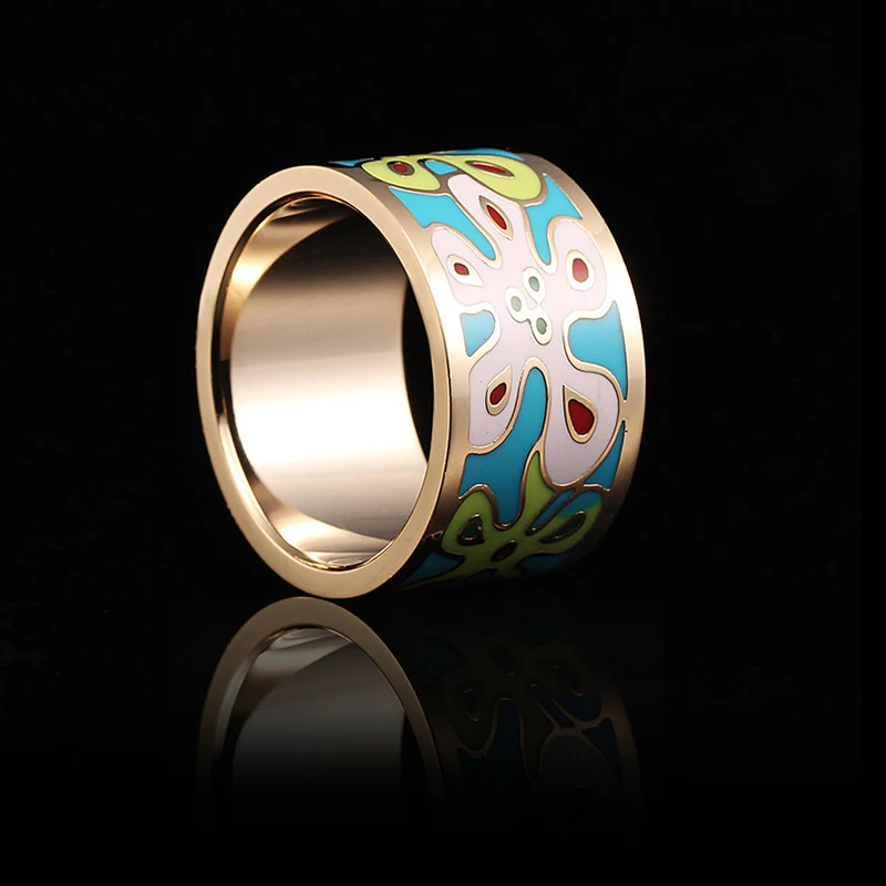 High quality party Jewelry dubai enamel Jewellery  ring stainless steel enamel jewelry colored enamel ring