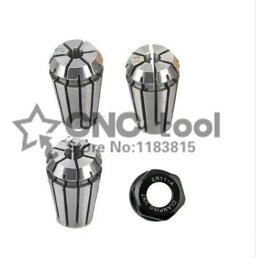 Free shipping, 3pcs ER11 collets 3.175mm ,4mm,6mm+1pcs ER11A Nut for CNC milling lathe tool, collets clamping and nuts