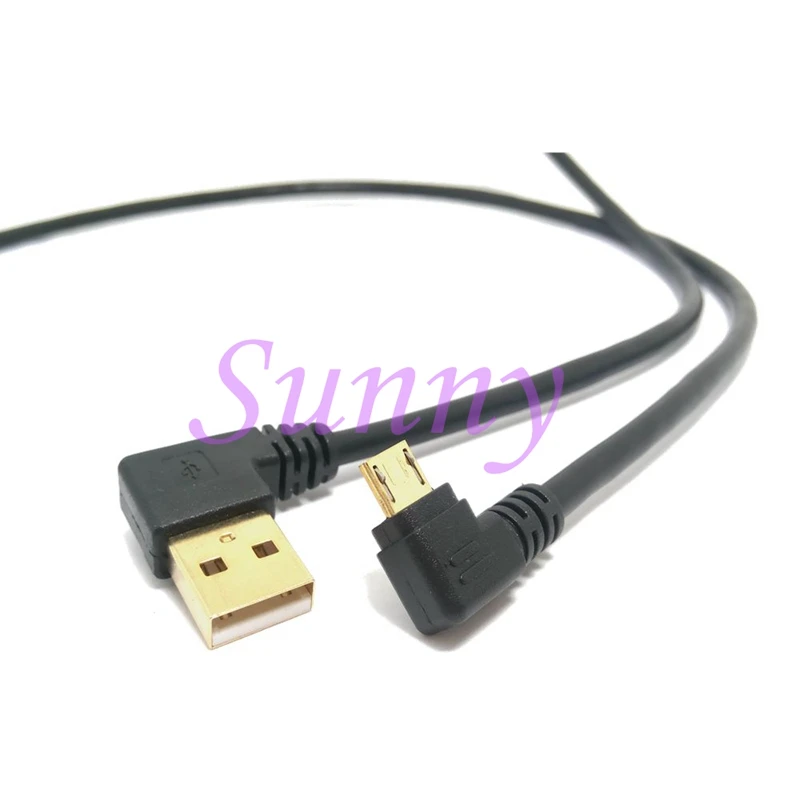 كابل USB صغير مطلي بالذهب إلى اليسار ، سلك شحن بيانات ، نوع A ، 90 درجة ، قصير m ، 1 متر