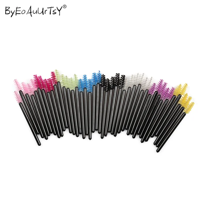 50pcs/pack Disposable Eyelash Brush Mascara Wands Applicator Eyelash Comb Makeup Brushes Individual Lash Removing Swab Micro