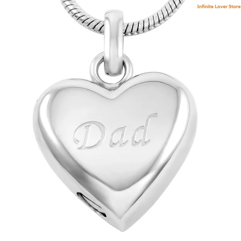 

Gold Stainless Steel Dad Engrave Heart Keepsake Memorial Necklace-Wholesale Cremation Jewlery for Father IJD8455-9