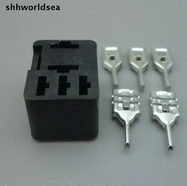 Shhworldsea Automotive Relay Sockets 5 Pin PCB Mount For Series Relays Car Relay Connector Auto Relay Holder 5pcs 6.3mm terminal