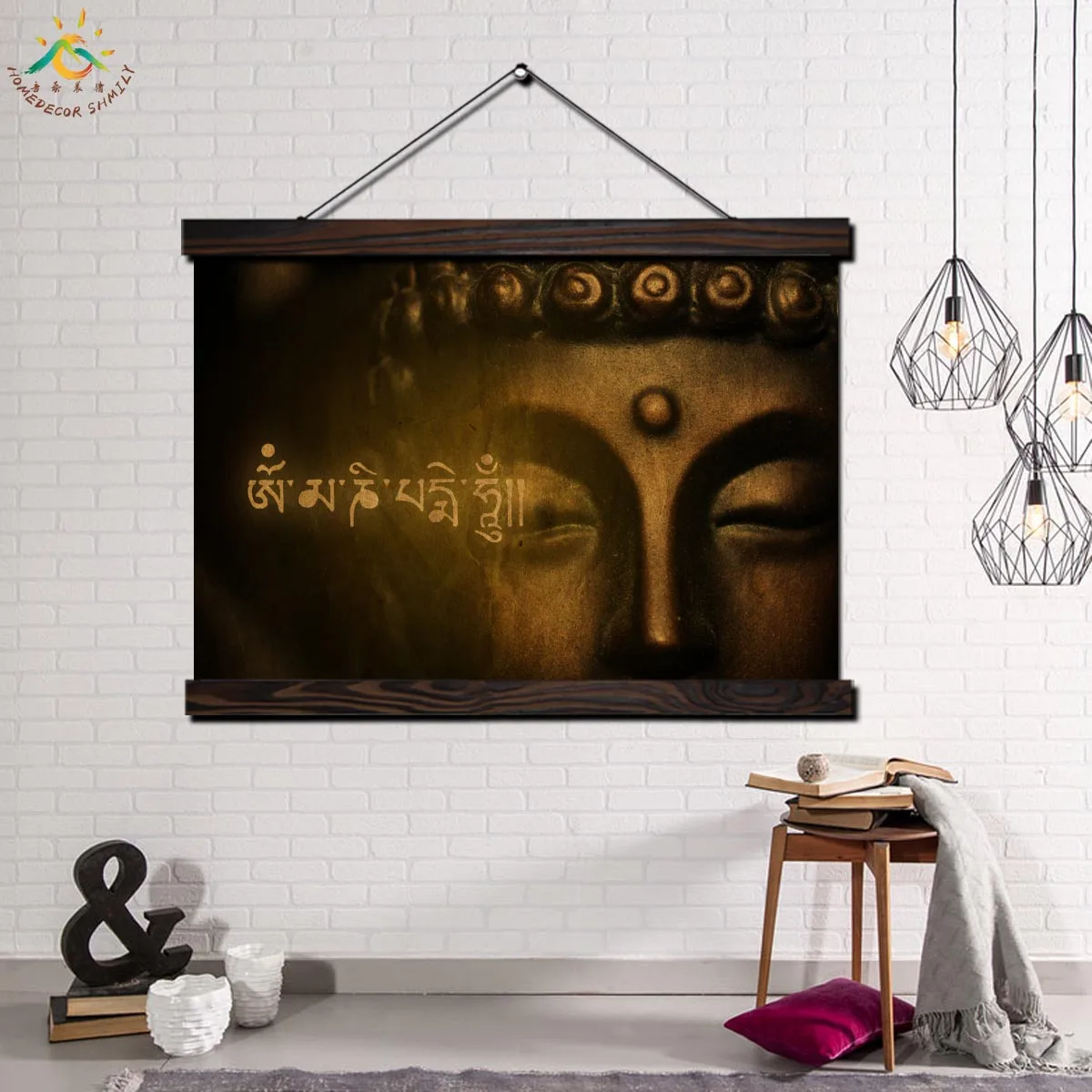 

Golden Buddha Modern Wall Art Print Picture And Poster Frame Hanging Scroll Canvas Painting Decoration for Living Room