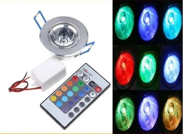 2015 Newest 3W 16 Color LED Downlight Recessed LED Ceiling light Spot Light Lamp RGB LED Lamp Epistar +Remote-controlled