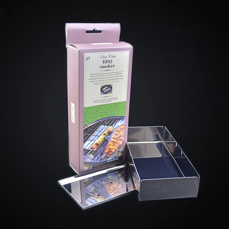 Grill Oven Smoking Meat Box Stainless Steel Mini Home-use BBQ Tools Portable BBQ charcoal Kabob Bacon Box Put a Fire Coals1pcs