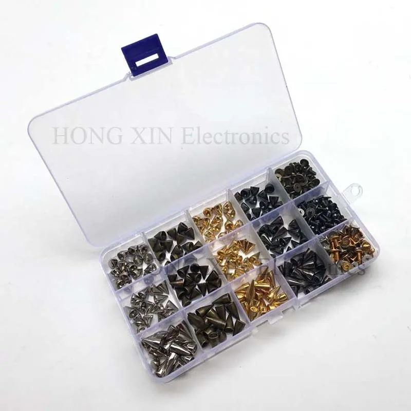 

180pcs/set Punk rivet Spike rivets Cone Spikes Screwback Studs Craft Cool Rivets (Silvery, Gun Black, Bronze,Golden)