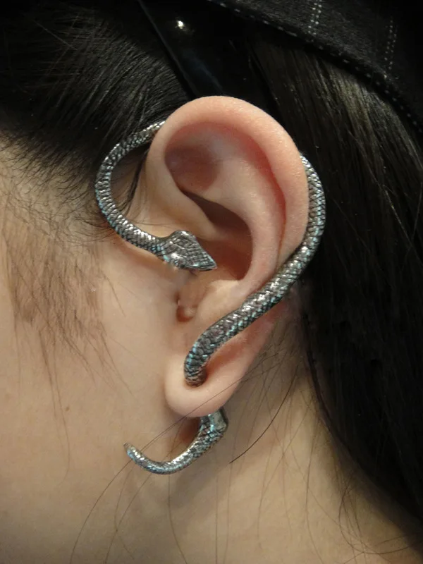 1pc Vintage Silver Plated & Bronze Metallic Punk Snake Ear Cuff Clip Earrings for Women Fashion piercing Jewelry Ear Wrap