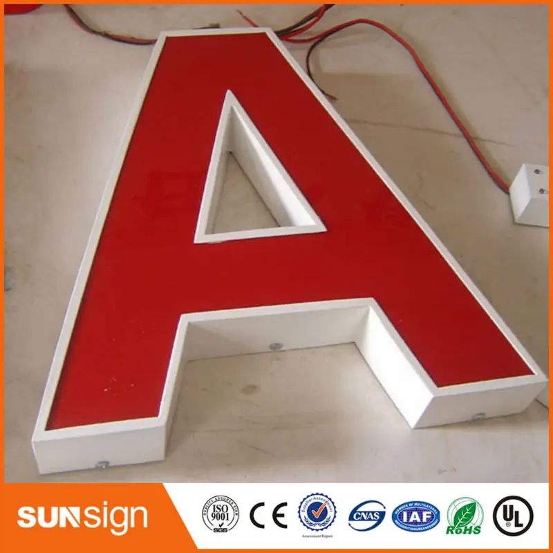 Kecerahan tinggi akrilik LED Di Dalam Stainless Steel Side Tanda Led illuminated Sign Untuk Toko Toko Tanda