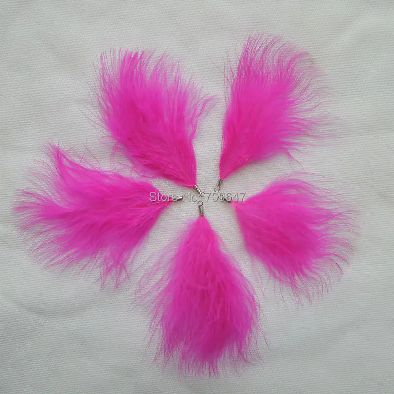 

10pcs/lot!6-8cm Rose BLOOD QUILL MARABOU FEATHERS,Tureky Marabou Feathers with SPRING FASTENERS for earrings etc