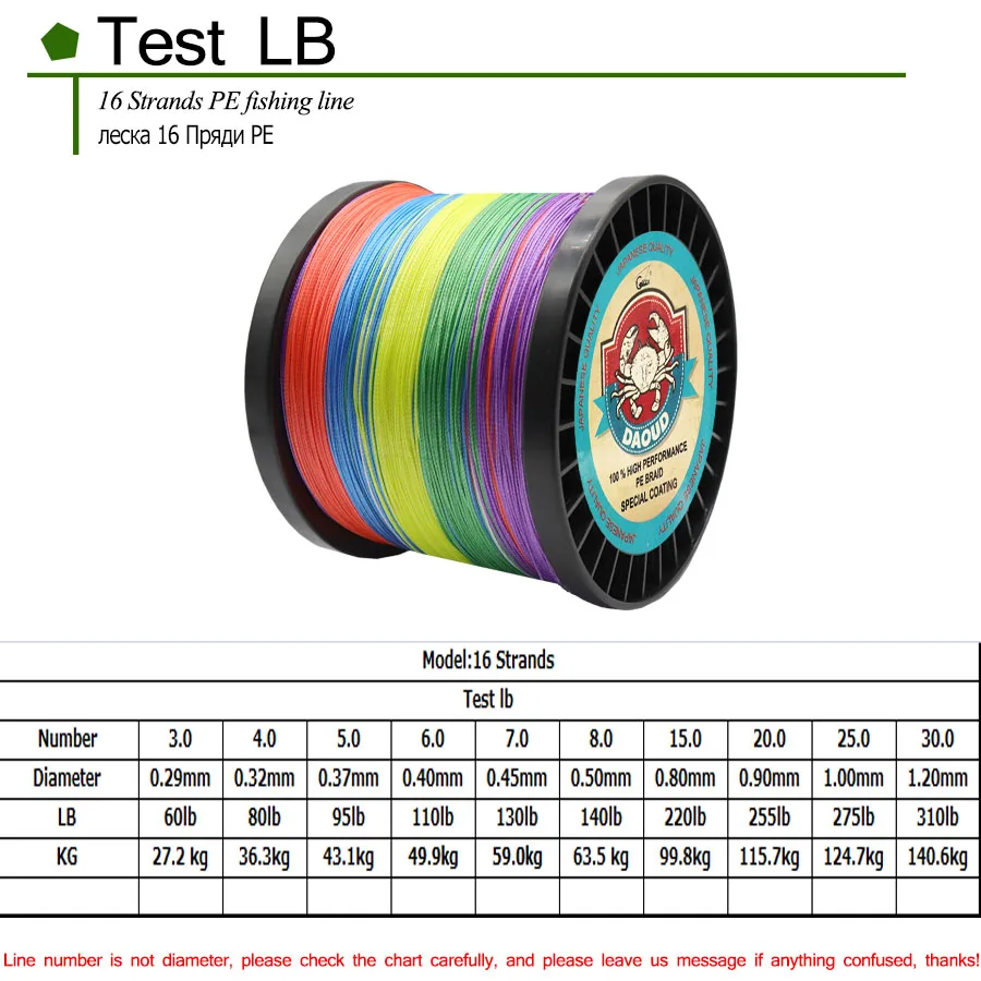 300M/500M/1000M/1500M Braided Fishing Line 16 Strands PE Braid Multicolor Super Power Japan Multifilament Line for Crap Fishing