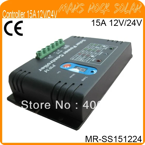 15A 12V/24V PWM Solar System Controller with Metal Shell, LED Digital Display, Auto Identify Voltage, Temperature Compensate