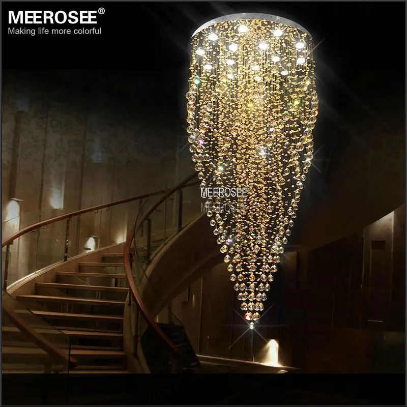 Round Crystal Chandelier Light Fixture Amber Crystal Lamp lustre de cristal with GU10 Lights Stair Lustres Lighting