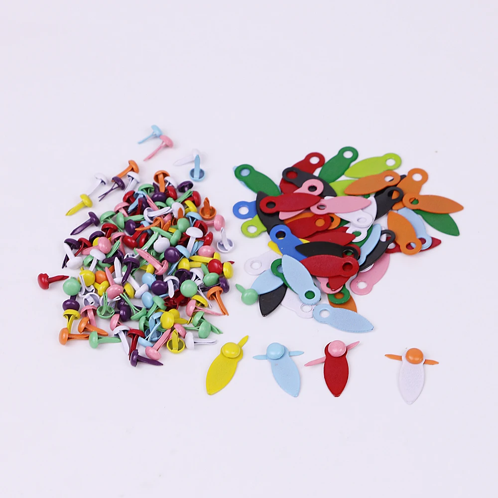 300pcs/lot colorful scrapbooking brads with photo frame rotate lock metal embelliments