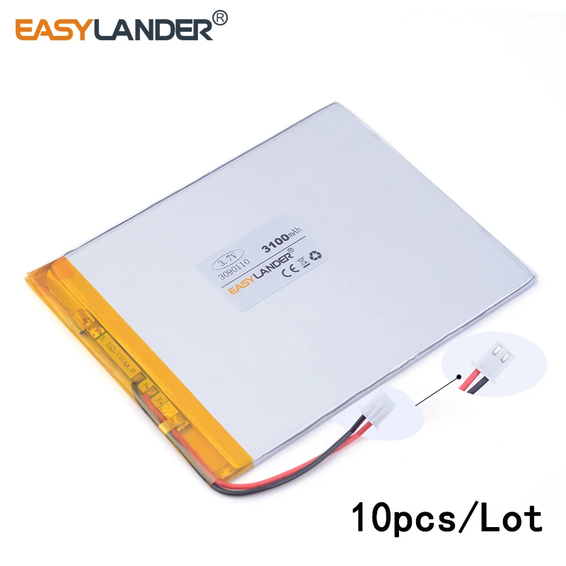 

10pcs/Lot 3100mAh 3090110 3.7v lithium Li ion polymer rechargeable battery Tablet PC learning machine Tablet Pc DIY Power mobile