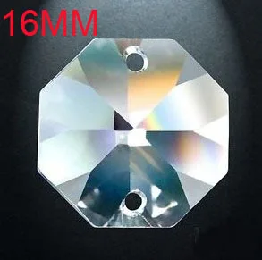 

150pcs/lot 16mm faceted flower cuts crystal octagon beads in 2 holes wedding garland strand beads free shipping