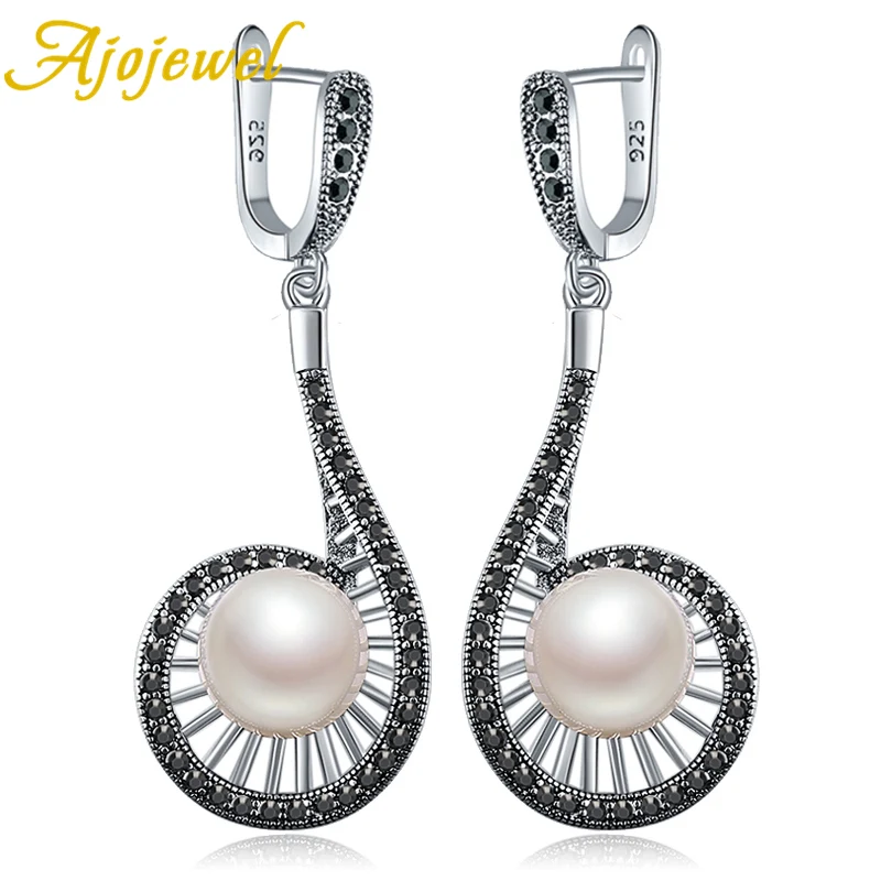 Ajojewel Vintage Simulated-pearl Long Drop Earrings For Women Elegant Party/Wedding Gift For Lady