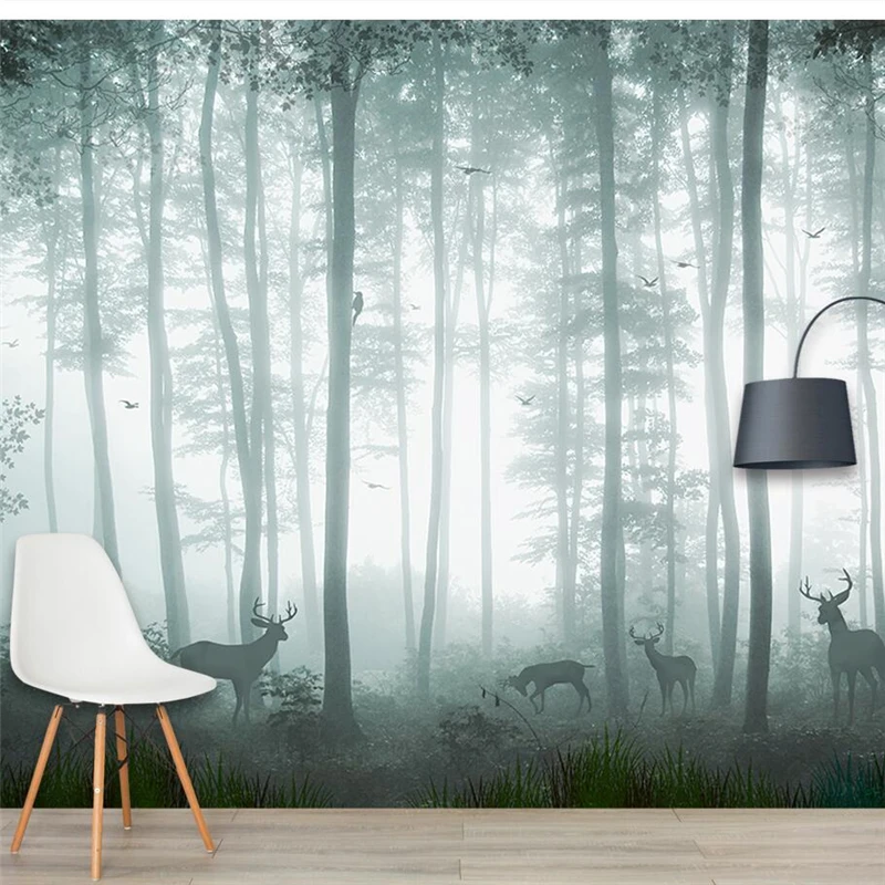 

wellyu Custom large mural 3d fantasy forest deer living room bedroom background wall painting papel de parede 3d wallpaper