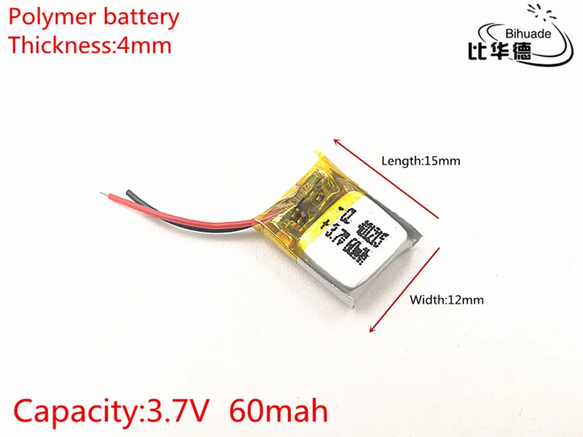 5pcs/lot 3.7V 60mAh 401215 Lithium Polymer Li-Po li ion Rechargeable Battery cells For Mp3 MP4 MP5 GPS