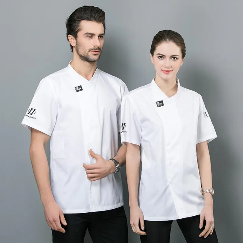 Uniforme do cozinheiro chefe do Sexo Masculino Curto-de mangas compridas Ocidental Restaurante Sala De Jantar Cozinha Hotel Churrasco Jacket H2083 Padeiro Plus Size Macacão Feminino