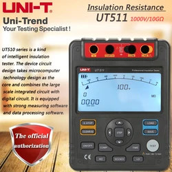 UNI-T UT511 Insulation Resistance Tester 1000V Automatic Range Digital Megohmmeter Data Storage Polarization Index LCD Backlight