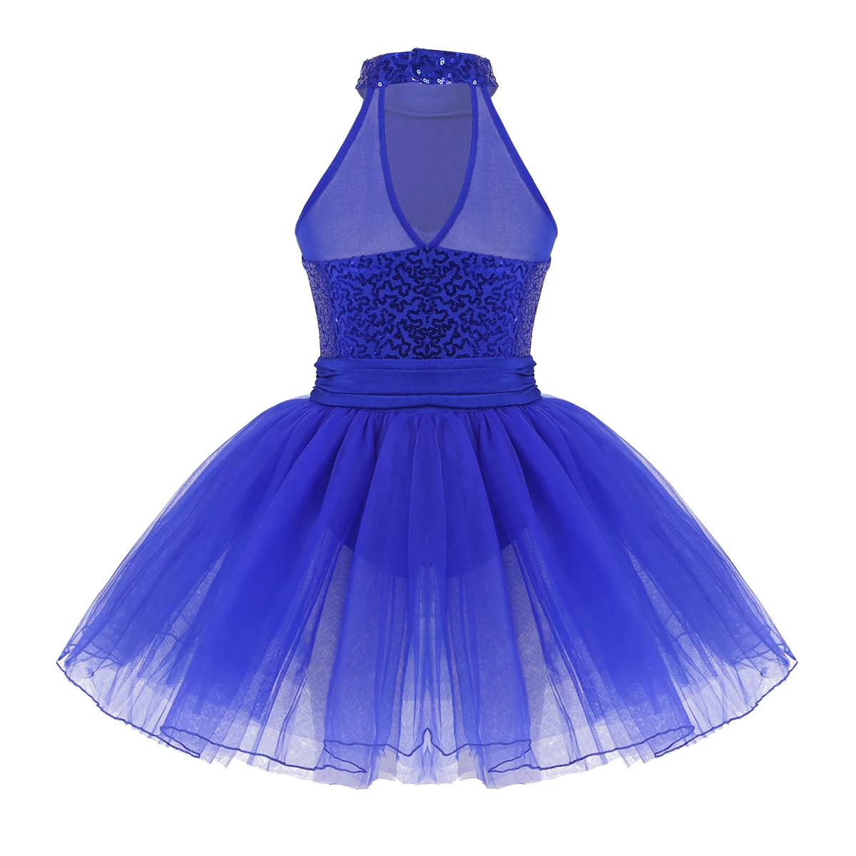 iEFiEL Sequins Sleeveless Mesh Girls Children Ballet Tutu Dress Kids Stage Performance Costumes Fairy Ballerina Dance Dresses